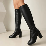 Women Vintage High Heels Knee Leather Boot