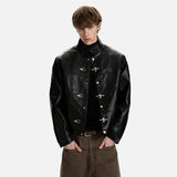 Streetwear Personalized Metal Buckle Leather Jacket