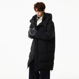 Fashionable Solid Color Hooded Puffer Zipper Coat