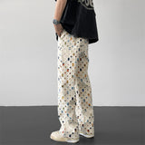 Retro Hollow Out Plaid Pants