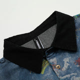Oversized Graffiti Printed Vintage Denim Shirt