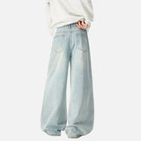 Y2K Light Blue Ripped Baggy Wide Leg Jeans