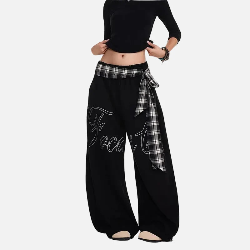 Chic Patchwork Drawstring Elastic Waist Jogger