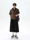 Effortless Plaid Button-Up Hooded T-Shirt