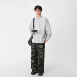Casual Stand Collar Button Detail Sweatshirt
