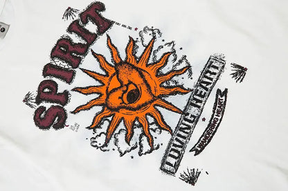 Gothic Loose Sun Spirit Graphic T-Shirt
