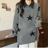Women Retro Stars Vintage Patchwork Sweater