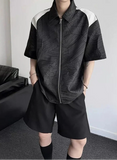 Durable Streetwear Casual Short Sleeve Zip-Up Shirt