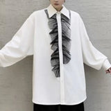 Dark Style Lace Decoration Loose Shirt