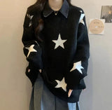 Women Retro Stars Vintage Patchwork Sweater