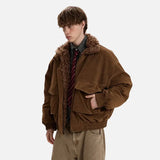 Elegant Solid Color Stand Neck Parka Fur Jacket