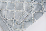Ripped Denim Pattern Jacket