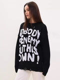 Women Retro Oversized Letter Printed Sweater