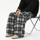 Effortless Checkered Wide Leg Casual Jogger