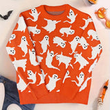 Cozy Halloween Leopard Knitted Casual Sweater