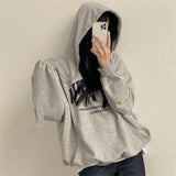 Cozy Zip-Up Letter Print Half Zipper Hoodie