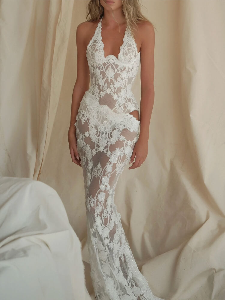 Sheer Lace Swim Dress