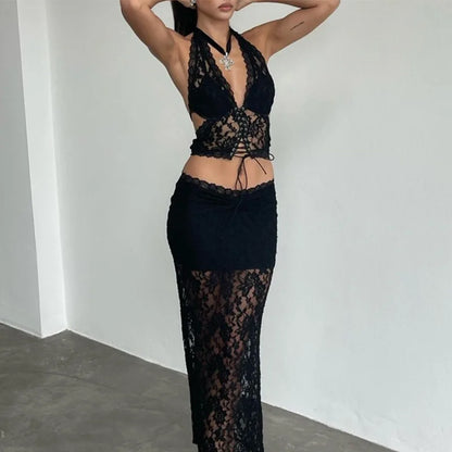 Sheer Lace Two Piece Set