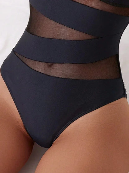 Sheer Mesh One Piece Swimsuit