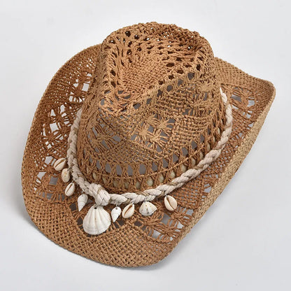 Shell Straw Cowboy Swim Hat