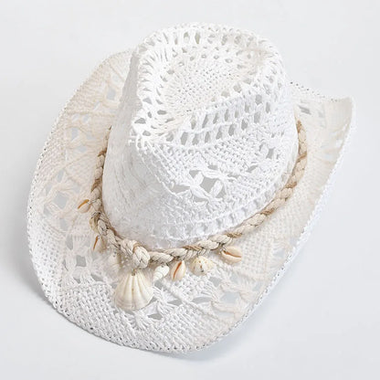 Shell Straw Cowboy Swim Hat