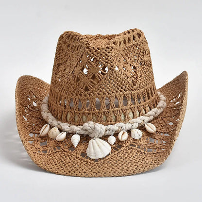 Shell Straw Cowboy Swim Hat