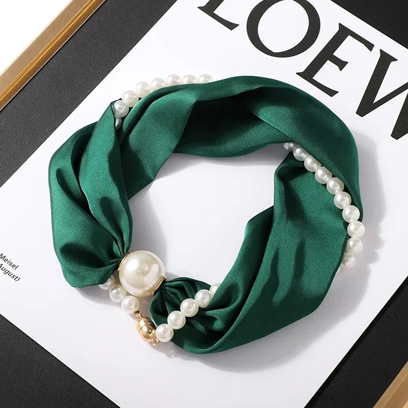 Silk Scarf Pearl Necklace