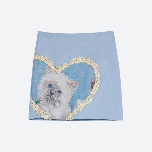 Heart Print Mini Skirt
