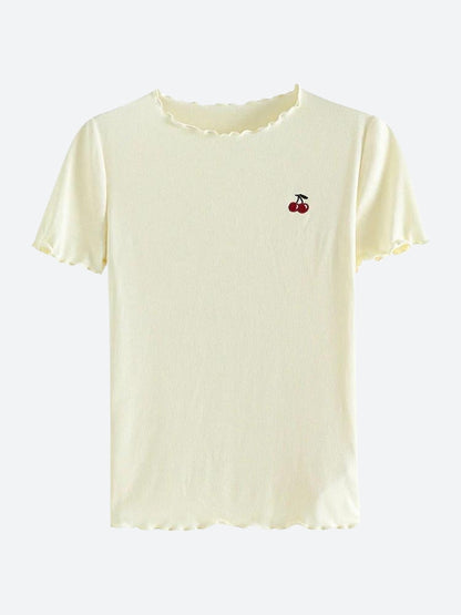Soft Girl Cherry Lettuce Edge Tee