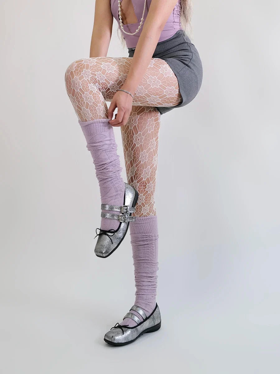 Soft Girl Floral Lace Tights