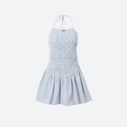 Soft Girl Striped Ruched Mini Dress