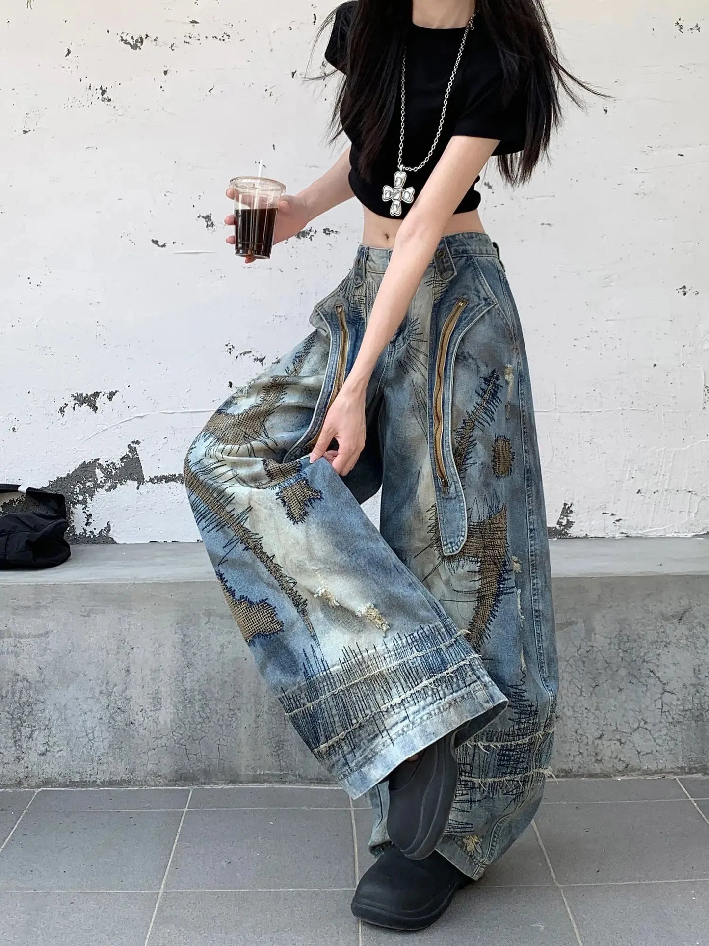Stitch Baggy Jeans