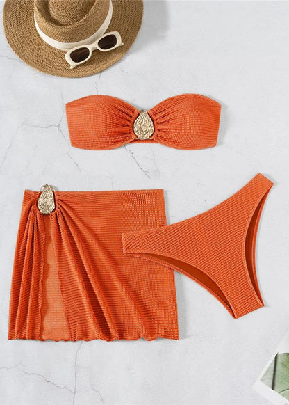Strapless Draped Bikini Set