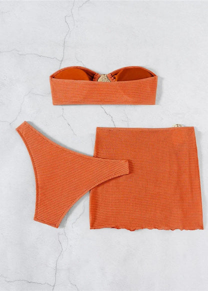 Strapless Draped Bikini Set