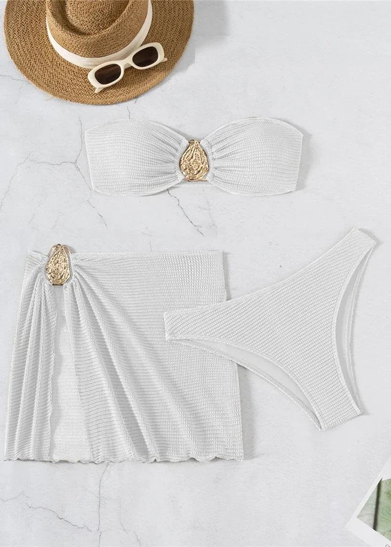 Strapless Draped Bikini Set