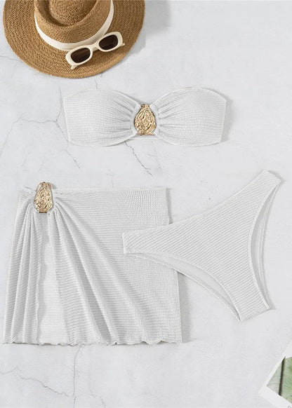 Strapless Draped Bikini Set