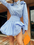 Striped Mini Skirt with Bubble Hem