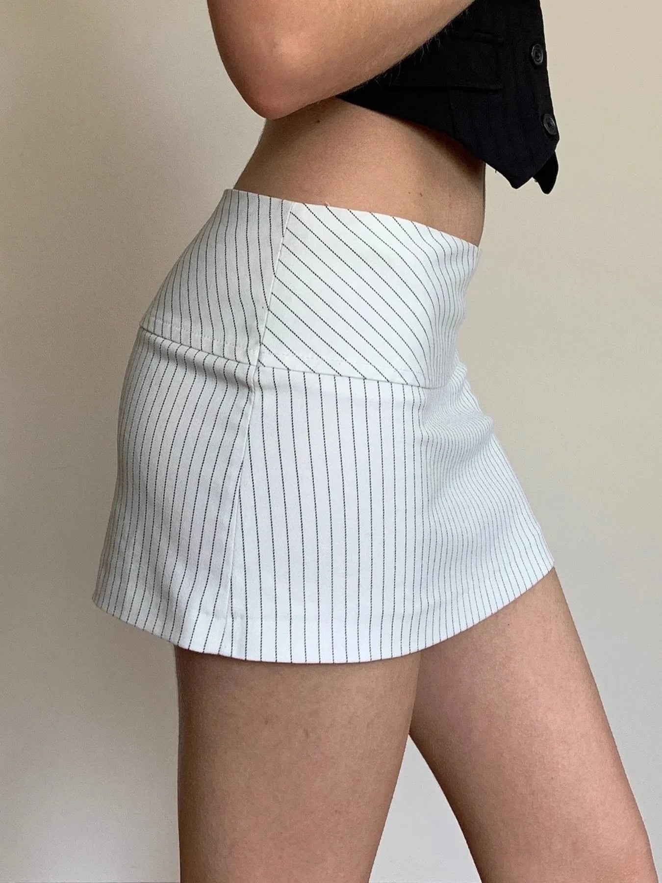 Striped Mini Skirt for Office Wear