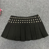 Studded Pleated Mini Skirt