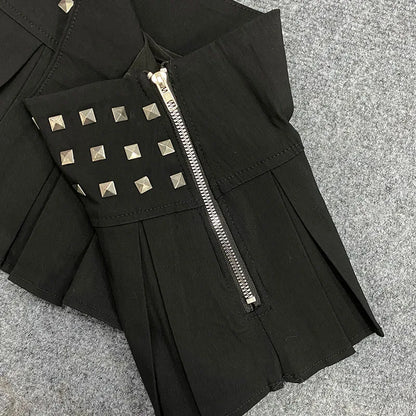 Studded Pleated Mini Skirt