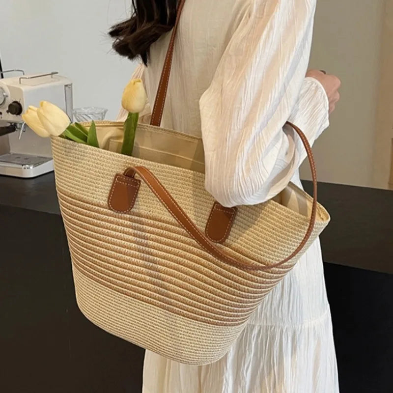 Summer Straw Tote Bag