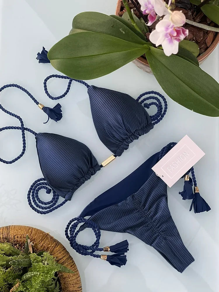 Tassel Tie Bikini Set