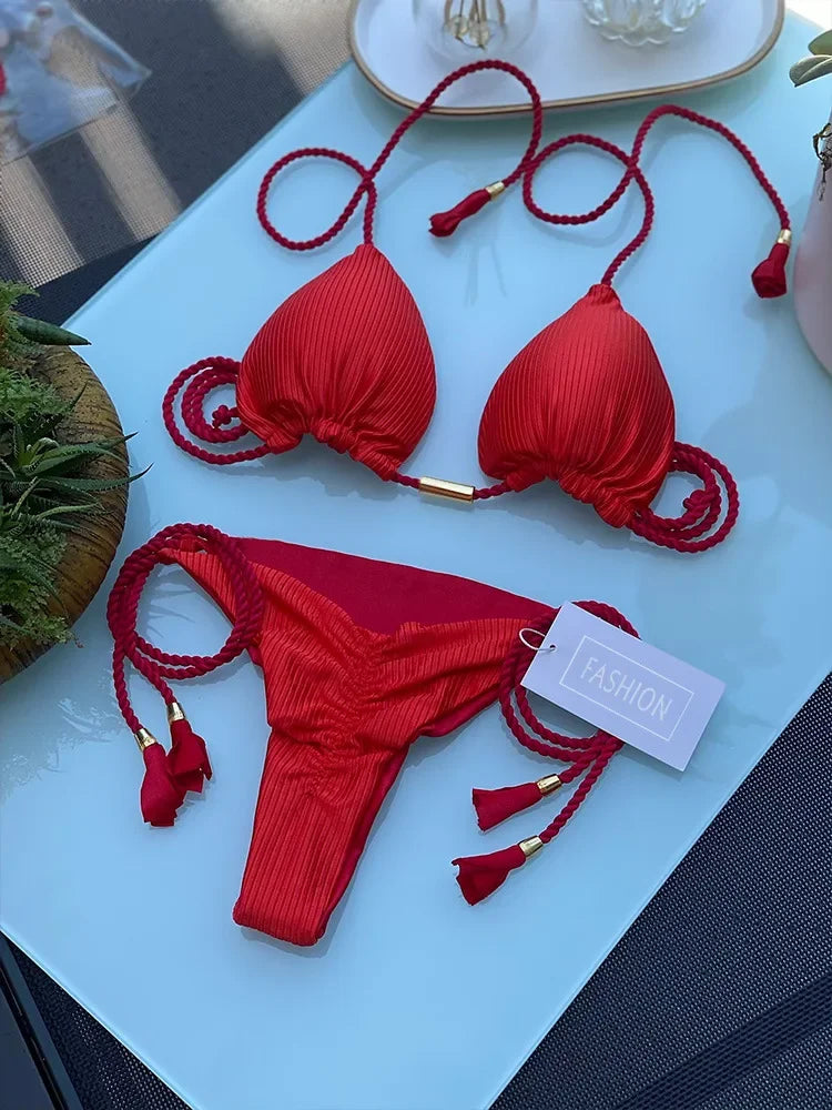 Tassel Tie Bikini Set
