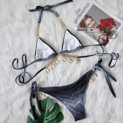 Tassel Triangle Bikini Set