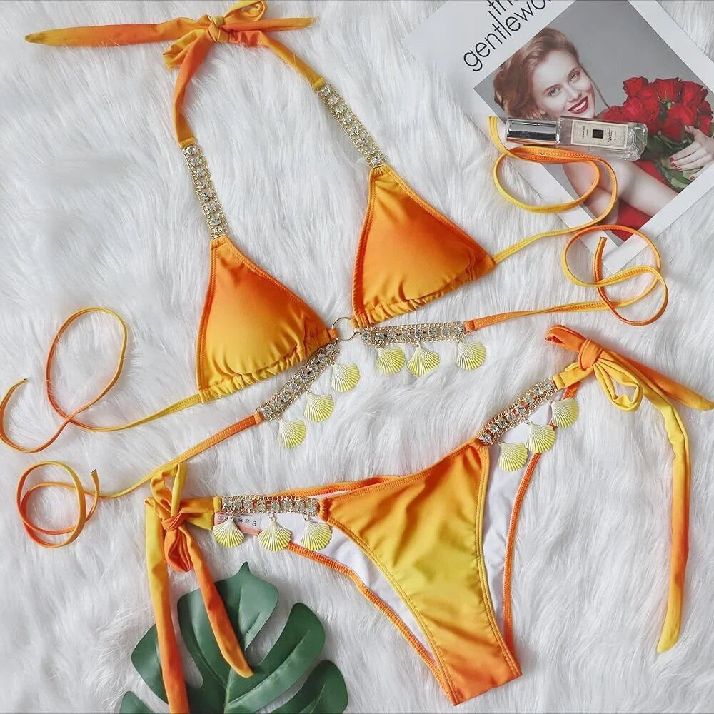 Tassel Triangle Bikini Set