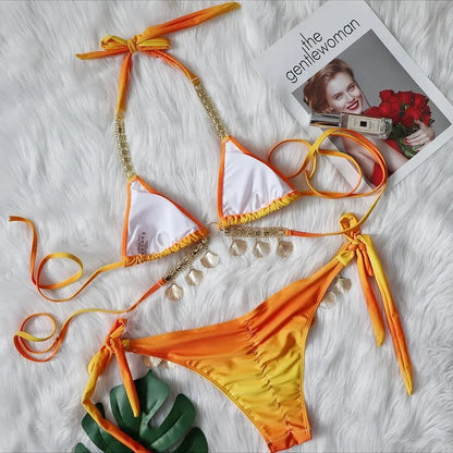 Tassel Triangle Bikini Set