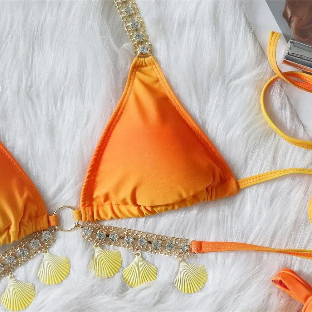 Tassel Triangle Bikini Set