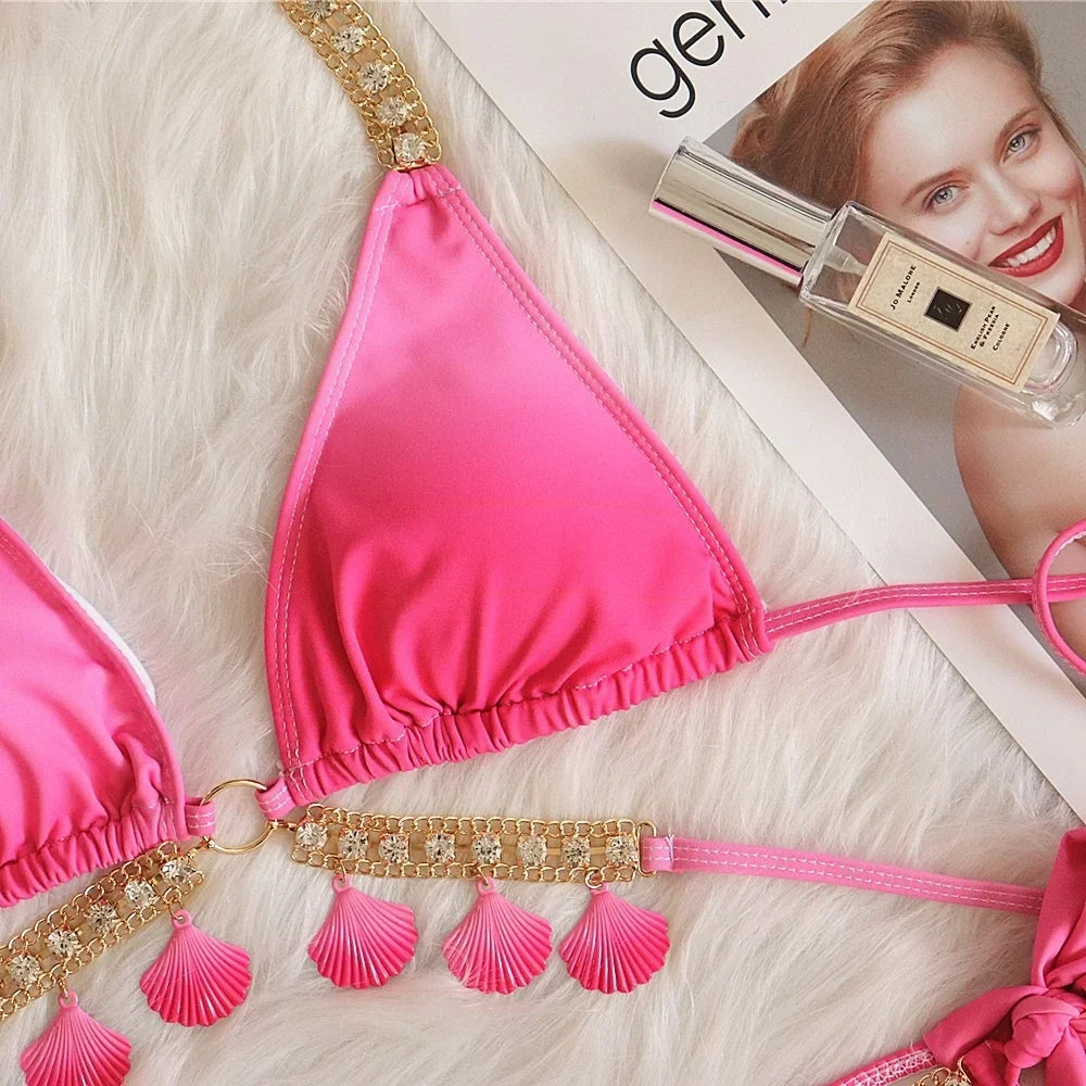 Tassel Triangle Bikini Set