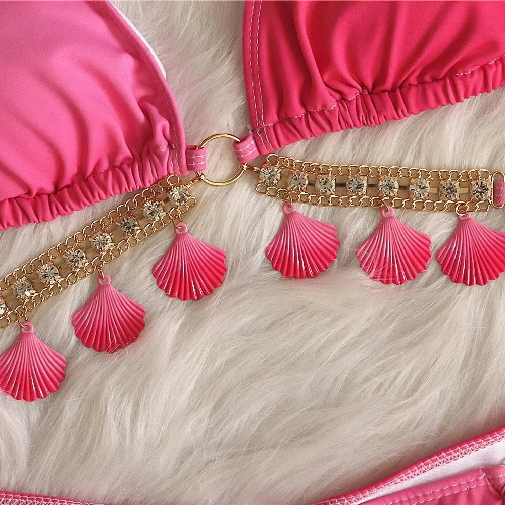 Tassel Triangle Bikini Set