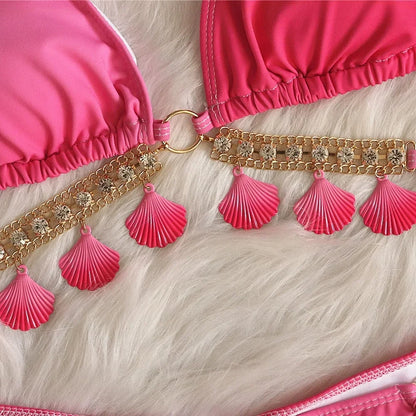 Tassel Triangle Bikini Set